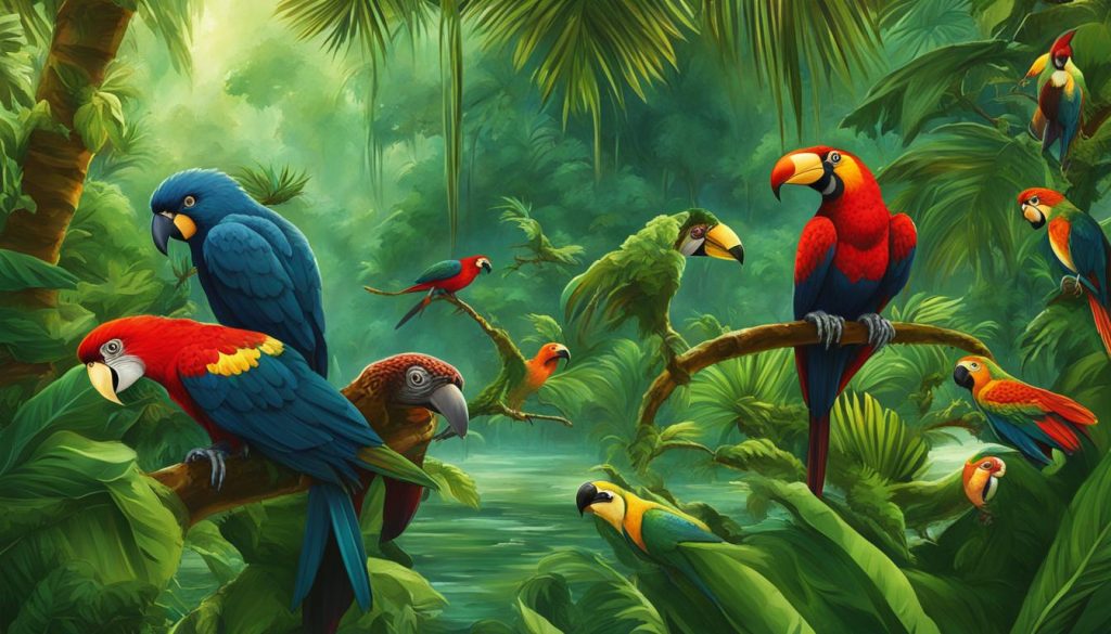 animales tropicales y amazónicos en la selva