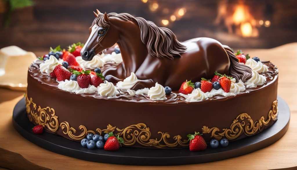 pastel de caballo decorado con crema batida